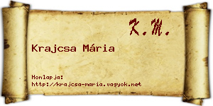Krajcsa Mária névjegykártya